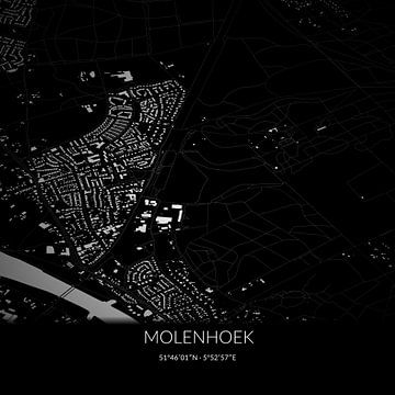 Black-and-white map of Molenhoek, Limburg. by Rezona