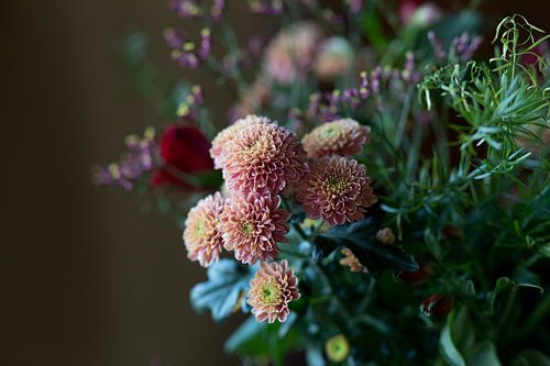 Pink flowers in a bouquet by Evelien Bauwens