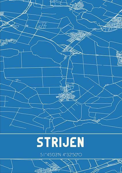 Blaupause | Karte | Strijen (Süd-Holland) von Ortsdrucke