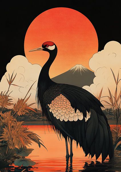 Japanese art print "The timeless crane" by Niklas Maximilian