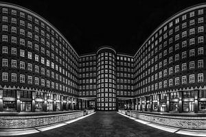 Hamburg - Panoroma Aufnahme Sprinkenhof Schwarz-Weiß