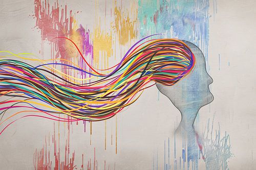 Abstracte Basquiat met kleurexplosie