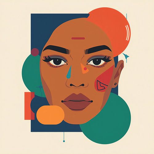 Abstract face with graphic details