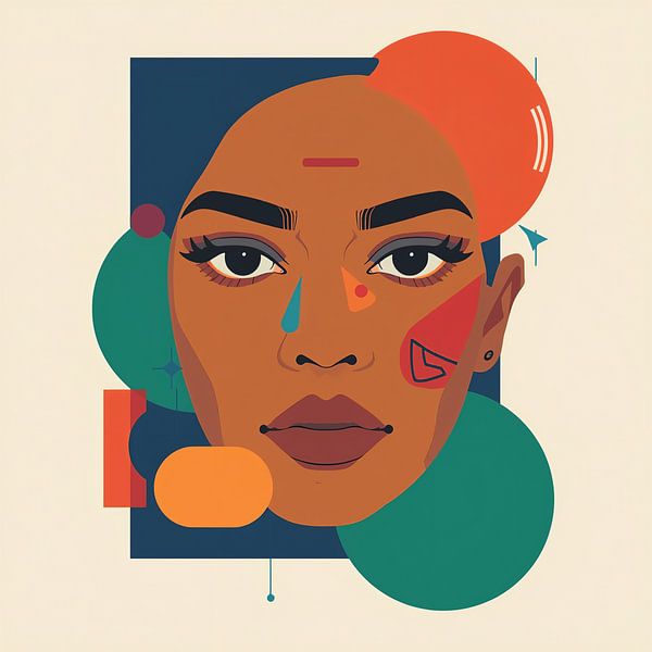 Visage abstrait avec détails graphiques par Dante S