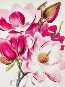 Magnolia Bloemen van Mad Dog Art