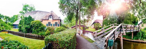 summer panorama of  dutch village