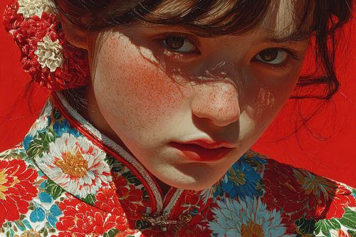 schilderachtig Japan vrouw closeup