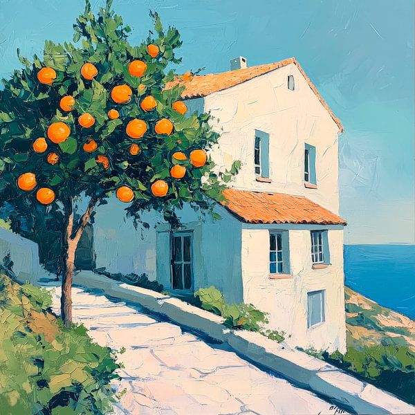 Orange tree house by Poster Art Shop