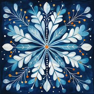 Winter Art | Eisige Blätter Dunkelblaue Nacht
