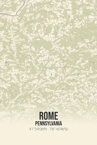 Carte ancienne de Rome (Pennsylvanie), USA. par Affiches de lieux