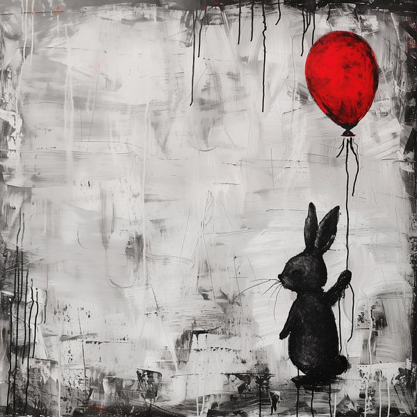 Konijn met ballon artistiek van TheXclusive Art