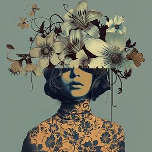 Blumen Difusion in gelb & blau-grau