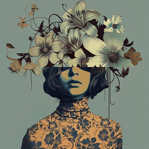 Blumen Difusion in gelb & blau-grau