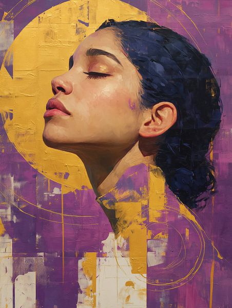 Kontemplation in Gold - Sinnliches Profil vor geometrischem Hint von MArt