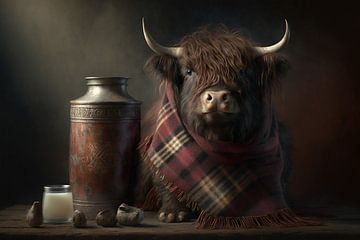 Cute Scottish Highlander | Still life by Digitale Schilderijen