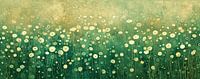Groen weiland met witte bloemen