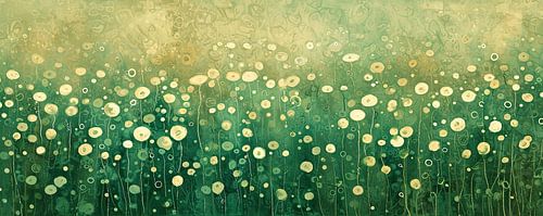 Groen weiland met witte bloemen