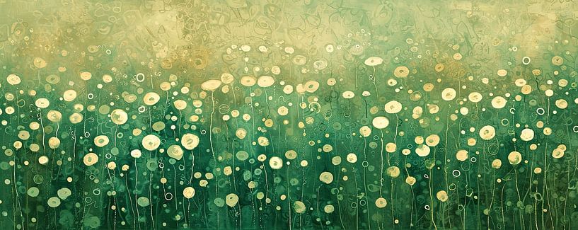 Grünes Feld mit Blumen von True Nature Art