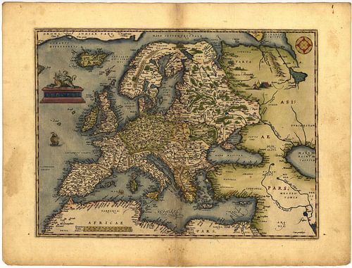 Antieke kaart van Groot-Brittannië, door Abraham Ortelius, circa 1570