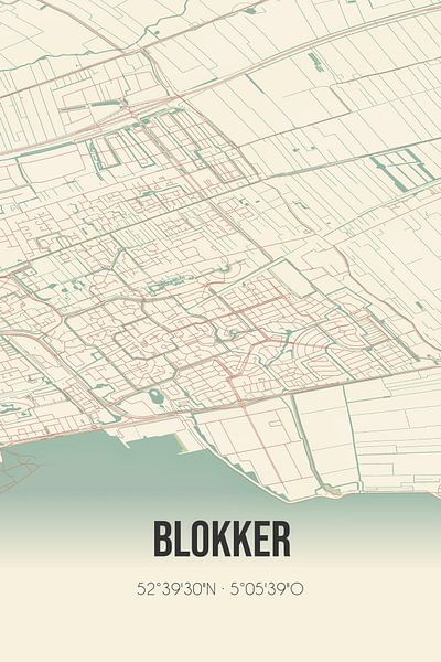 Vieille carte de Blokker (Hollande du Nord) par Affiches de lieux