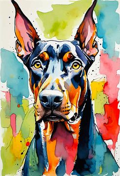 Doberman aquarel 1 van MIROKKU