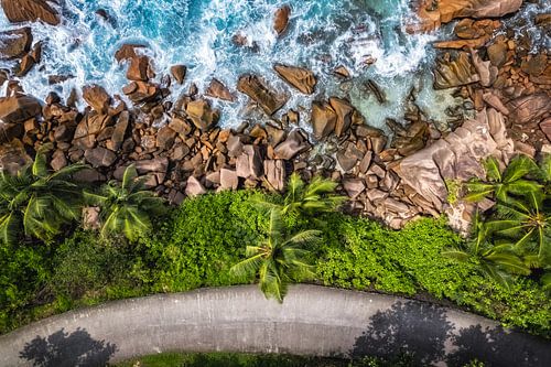 Luchtfoto van La Digue, Seychellen