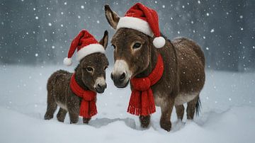 Esel mit ihrem Fohlen... von Ans Bastiaanssen