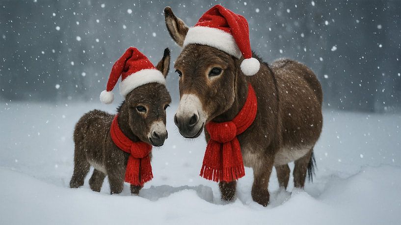 Esel mit ihrem Fohlen... von Ans Bastiaanssen