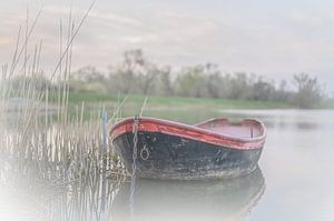 Boot in einer pastellfarbenen Landschaft