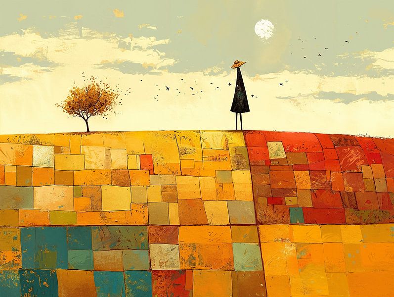 Abstract Landscape | Solitude in Autumn Hues by ARTEO Paintings