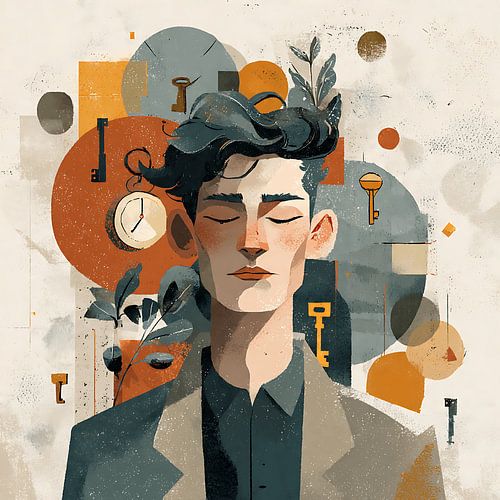 Zwevende sleutels en klokken Portret