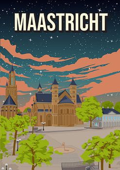 Maastricht bij Nacht: Sfeervolle poster van het Vrijthof