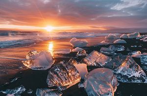 Glitzernde Wellen bei Sonnenuntergang