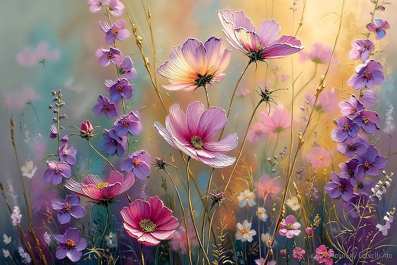Champ de fleurs violettes dans la lumière du matin n°6 par Studio BB