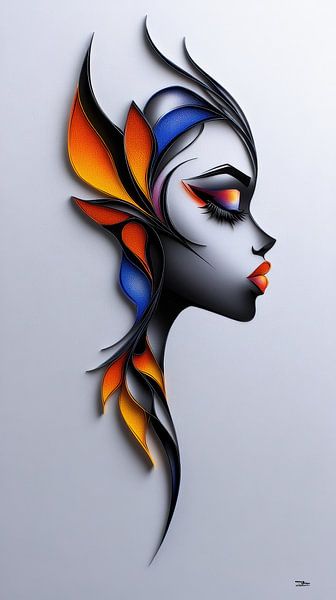 Vrouwenportretten in Papier, Goud en Multicolor van Gelissen Artworks