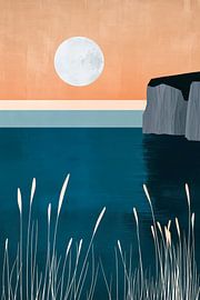 Moonlight over still water - Minimalist by Poster Art Shop
