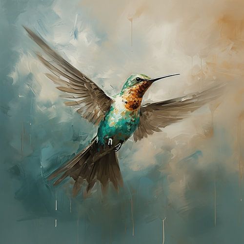Vol dynamique du colibri | Peinture colibri