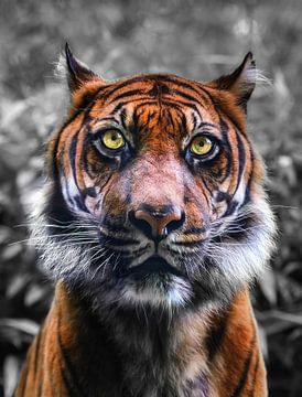 Close-up portret van een  Sumatraanse tijger