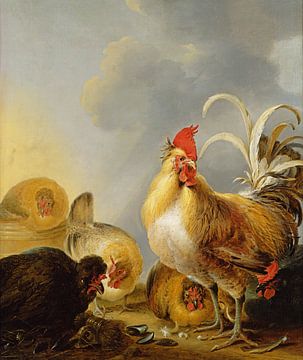 Eine Gruppe von Stallhühnern, Melchior d'Hondecoeter