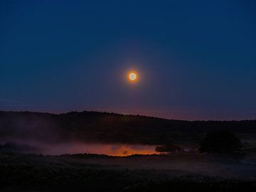 Volle maan boven het Vogelmeer-1 van Pim Weeda