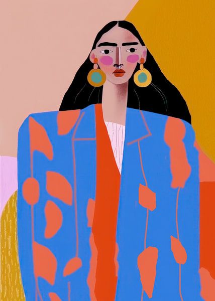 Moderne en abstracte bohemian illustratie, portret van Carla Van Iersel