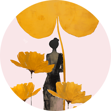 Japandi, Vrouw en Lotus in Goud