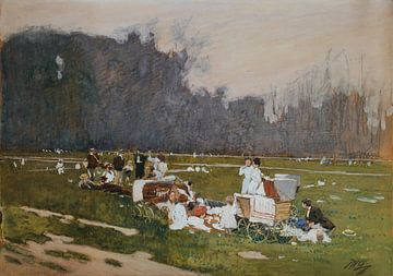 Johann Nepomuk Geller, Op de weide, 1901 van Atelier Liesjes