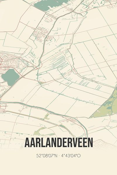 Carte ancienne d'Aarlanderveen (Hollande méridionale) par Affiches de lieux