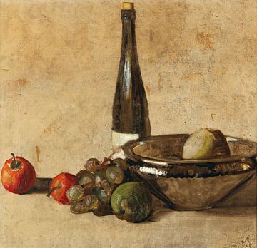 Kurt Schwitters - Nature morte avec bouteille de vin et fruit sur Peter Balan