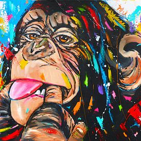 The Colorful Monkey by Vrolijk Schilderij