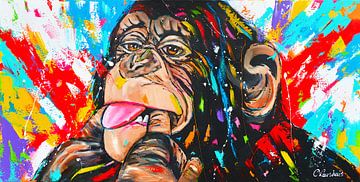 The Colorful Monkey by Vrolijk Schilderij