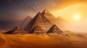 Pyramides in Egypte van Koffie Zwart