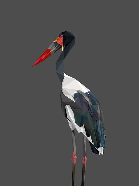 Abstract The Saddle Billed Stork Bird Low Poly by Yoga Art 15