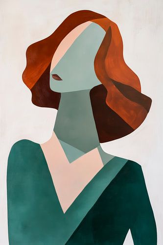 Abstrakte Frauenfigur mit roten Haaren